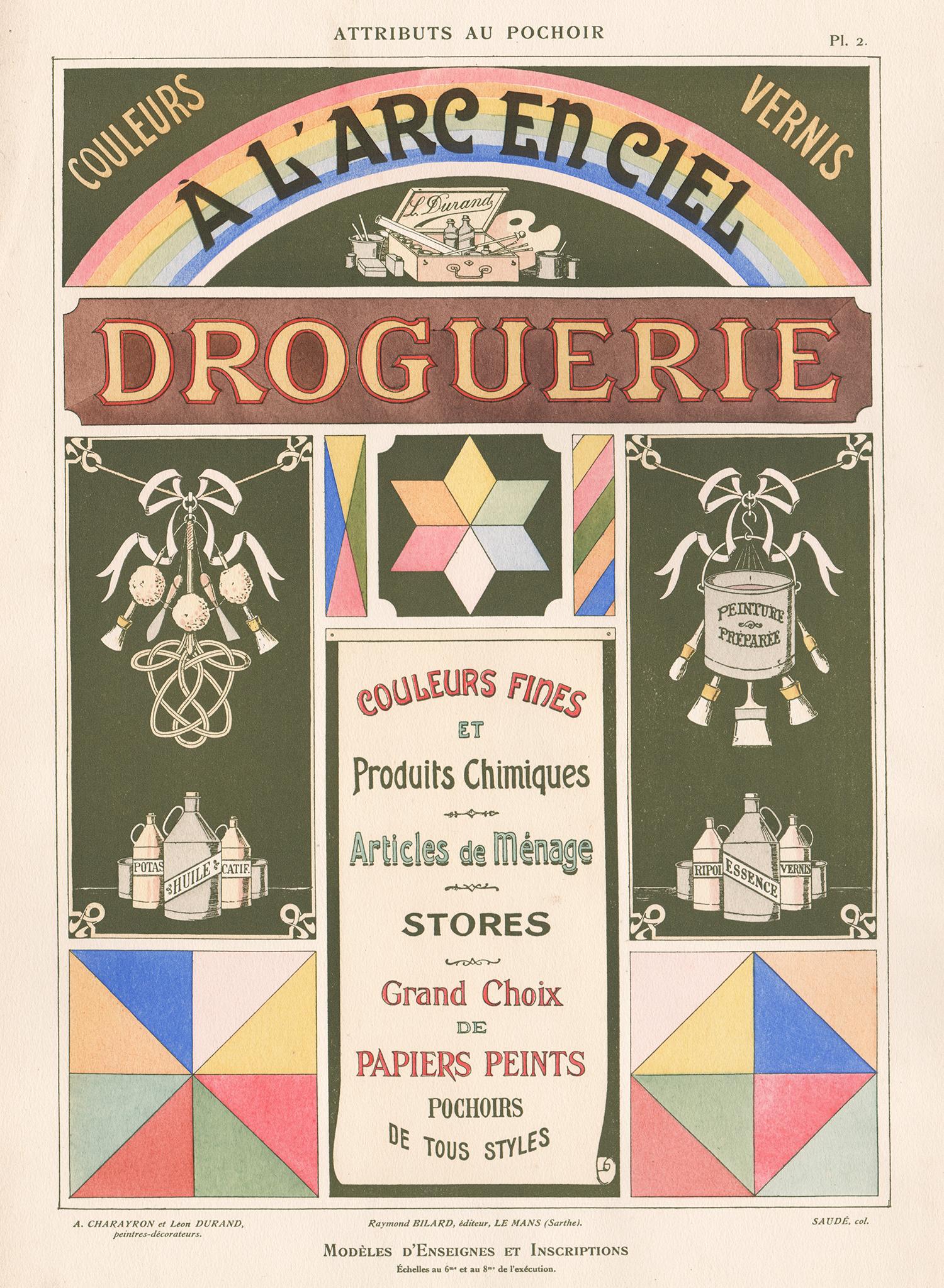 Unknown Print - Attributs Au Pochoir, antique French pochoir advertising paints