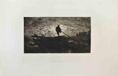 Au Fil de l'Eau - Etching by Aufray - 1870s