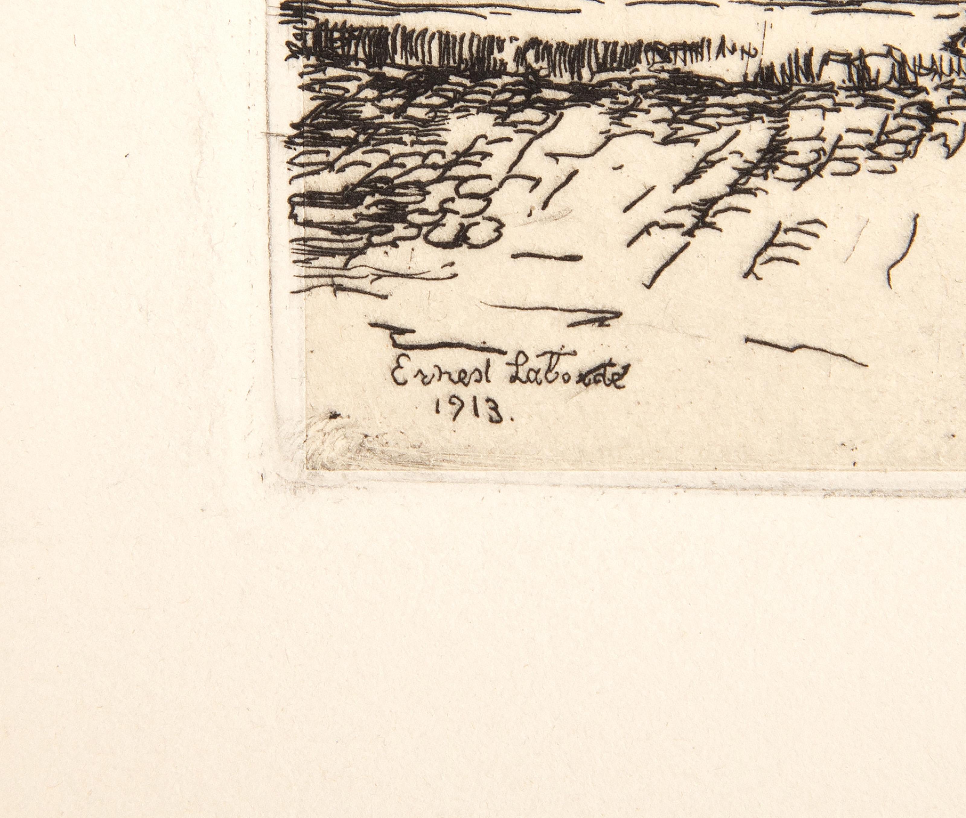 Au Petit Dunkerque, Modern Etching by Ernest Laborde For Sale 3