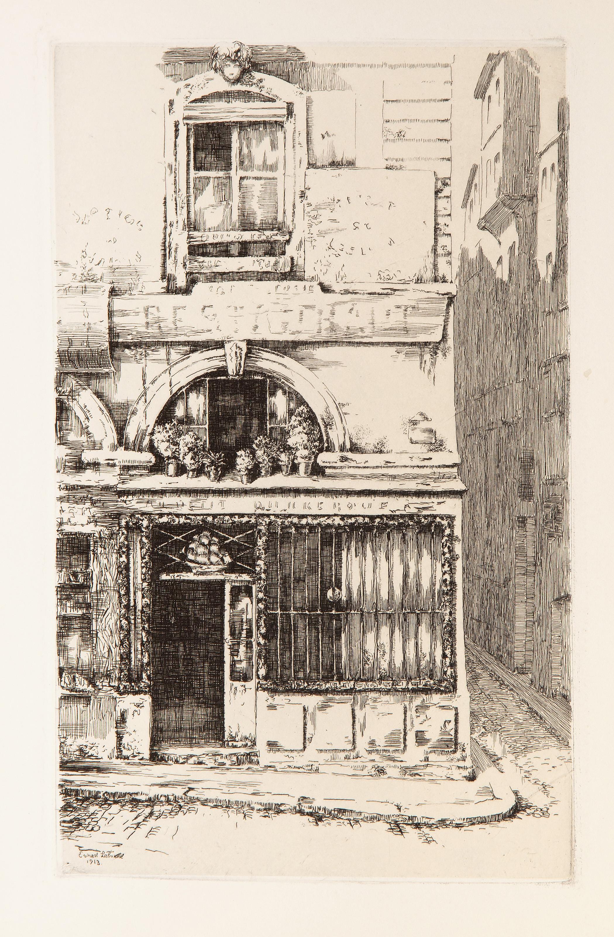  Ernest Laborde, French (1870 - 1935) -  Au Petit Dunkerque, Year: 1913, Medium: Etching, signed and dated in the plate, Image Size: 9 x 5.5 inches, Size: 11 x 7.5 in. (27.94 x 19.05 cm), Description: From the collection of the late Larry Saphire.