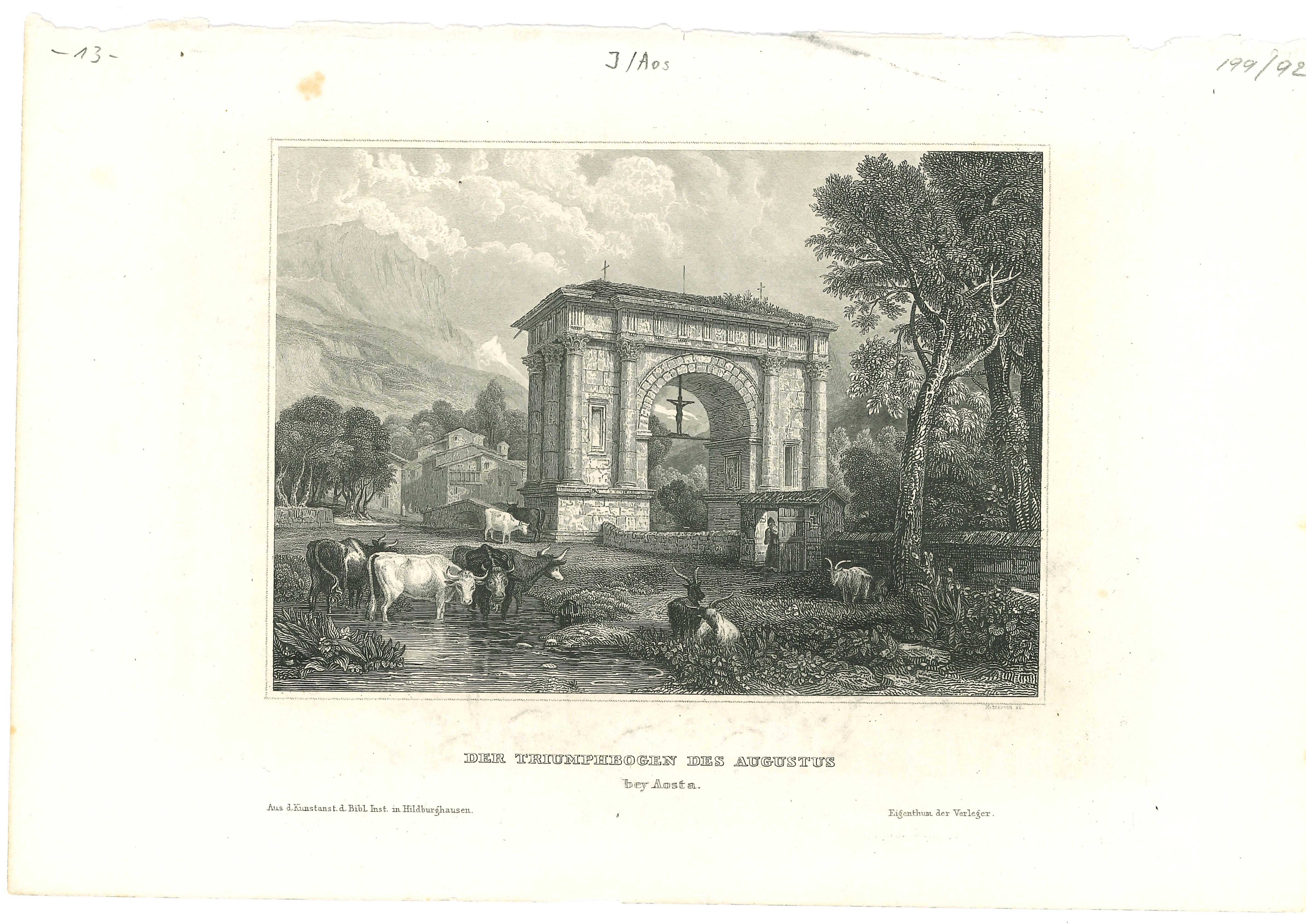 Unknown Landscape Print - Augustus Arch - Original Lithograph on Paper - Mid-19th Century