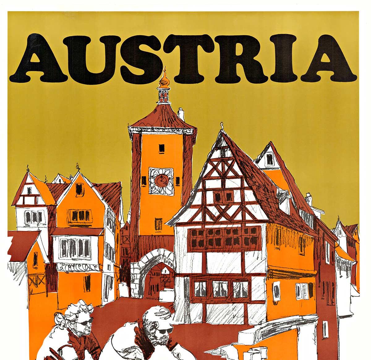 Austria by Bicycle - built for Two - bicycling poster - serigraph - Print by Unknown
