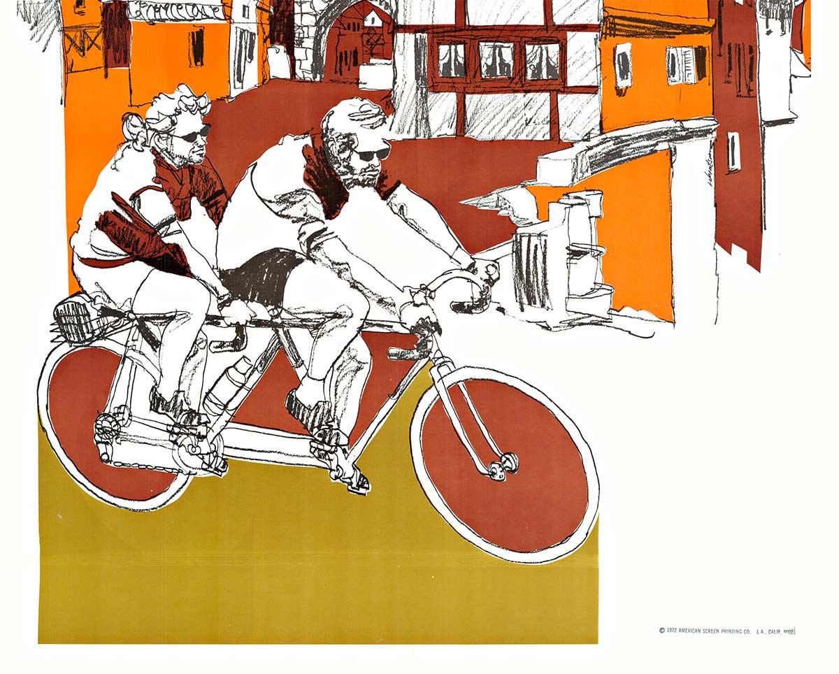 Austria by Bicycle - built for Two - bicycling poster - serigraph - Post-Modern Print by Unknown