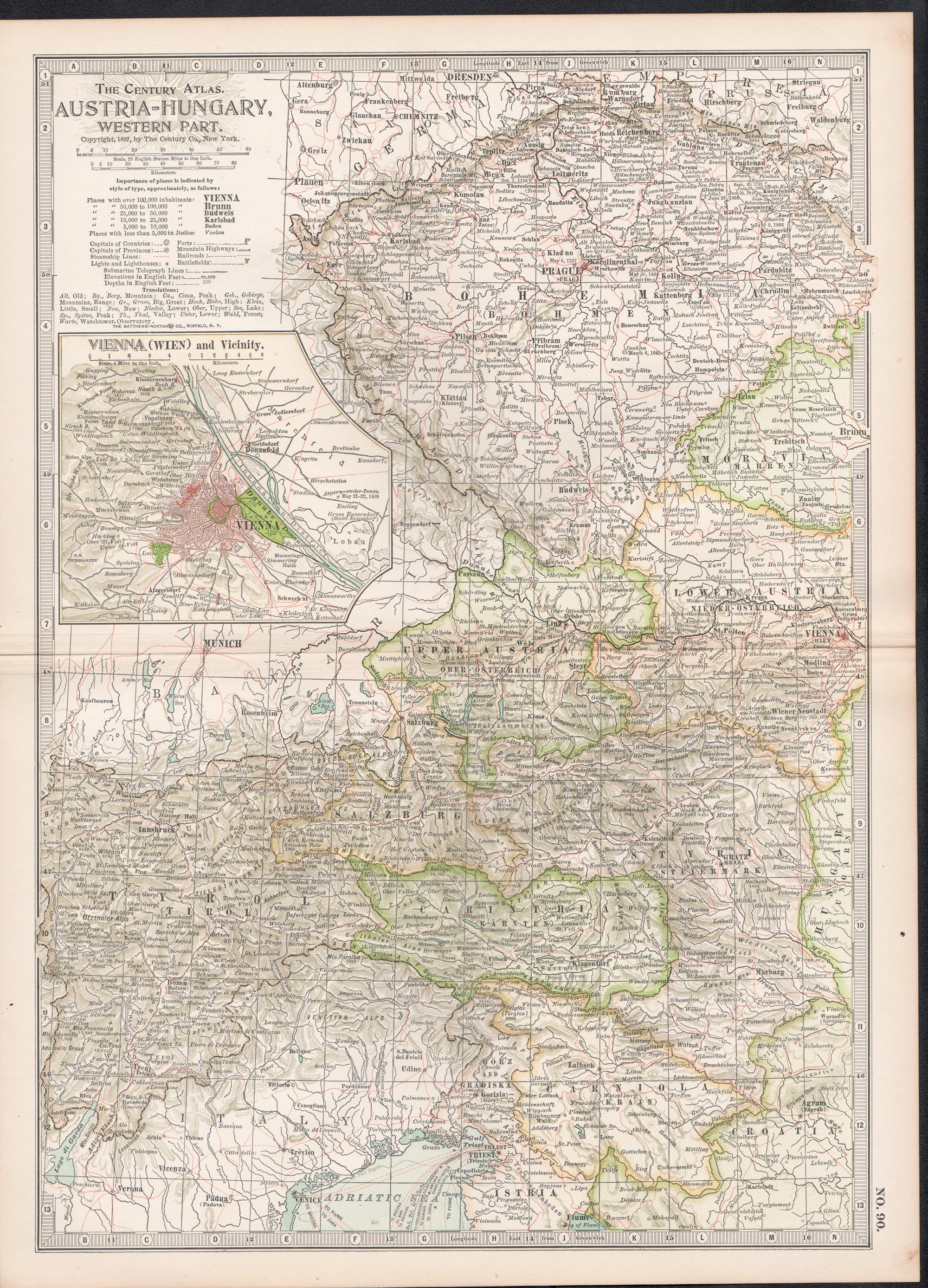 Austria-Hungary, Western Part. Century Atlas antique vintage map - Print by Unknown