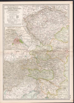 Austria-Hungary, Western Part. Century Atlas antique vintage map