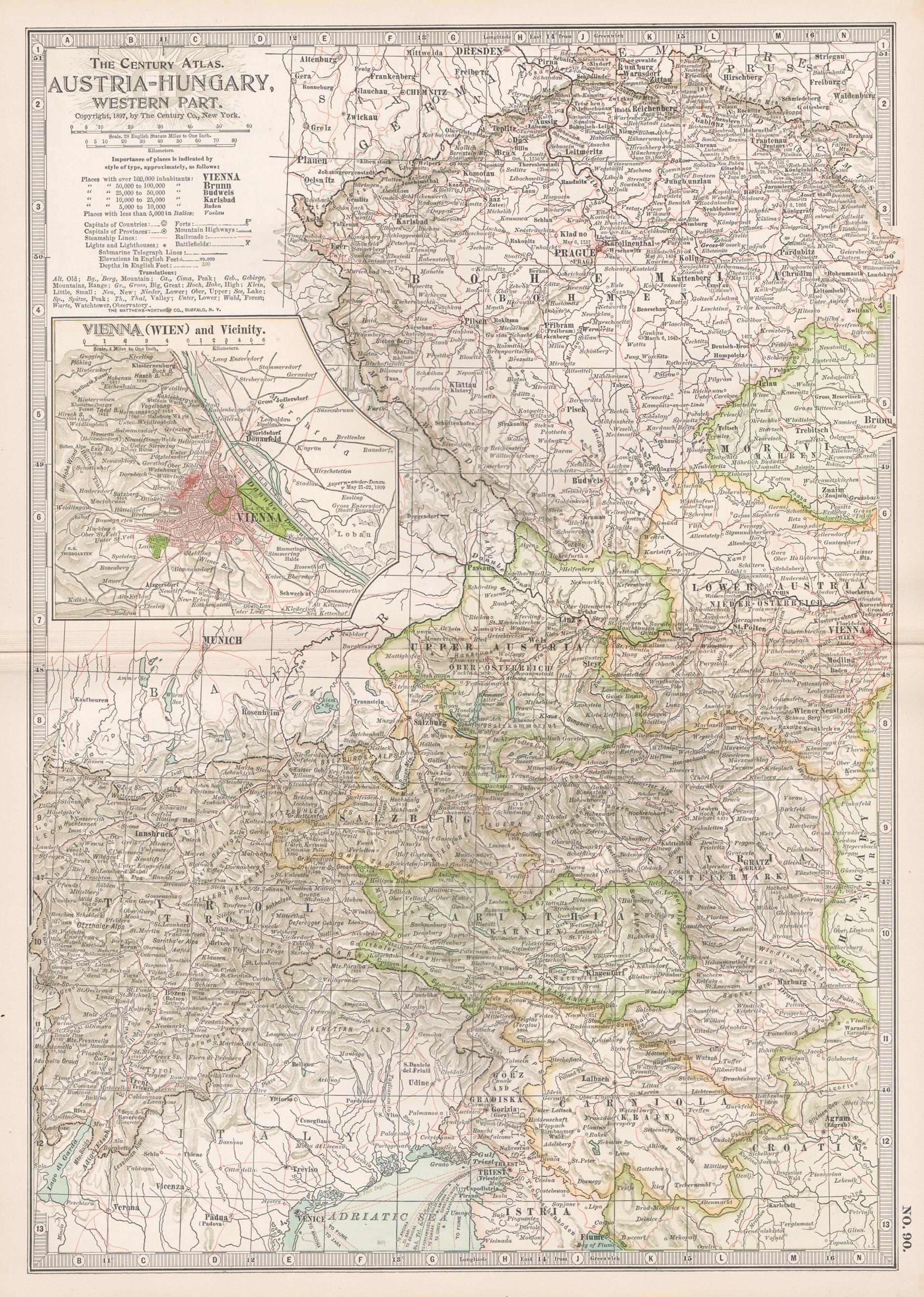 Unknown Print - Austria-Hungary, Western Part. Century Atlas antique vintage map