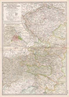 Austria-Hungary, Western Part. Century Atlas antique vintage map