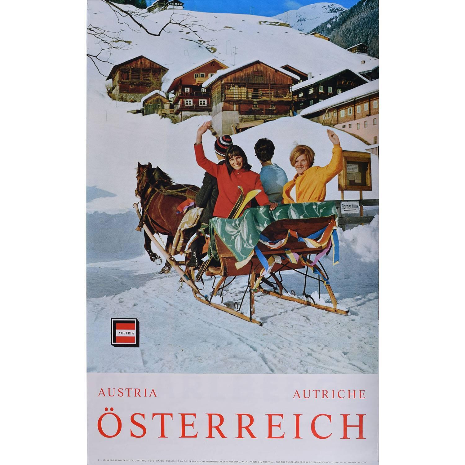 Unknown Landscape Print - Austria Österreich - original vintage ski travel poster