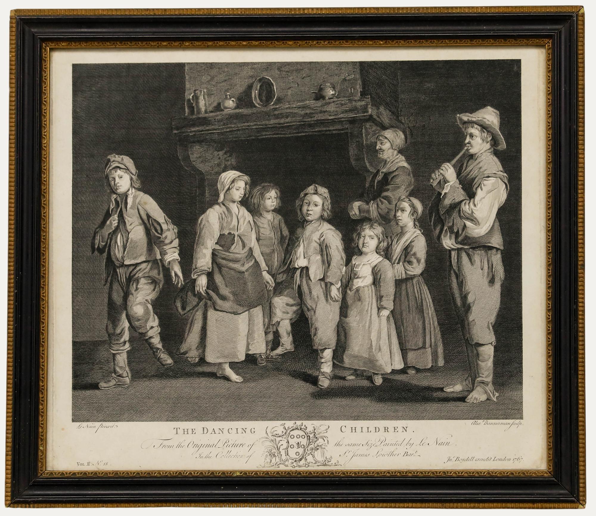 Unknown Figurative Print - Bannerman after Le Nain (1593-1648) - 1767 Engraving, The Dancing Children
