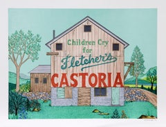 Fienile a Stockport, New York, serigrafia folkloristica di Jack Hofflander
