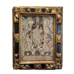 Baroque religious devotional engraving and embroidery, representing the Virgin o