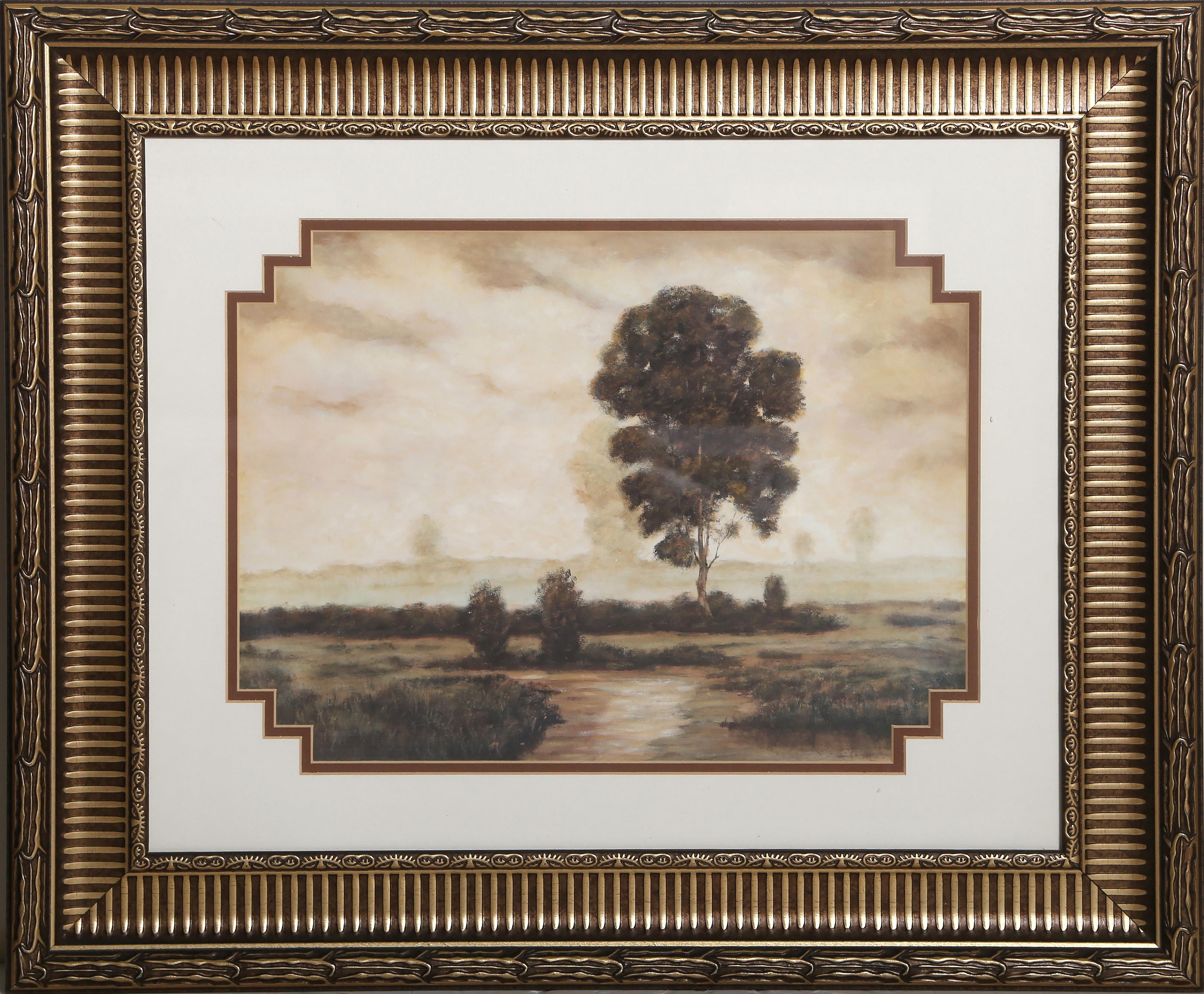 Landscape Print Unknown - Barren Wetlands, affiche impressionniste d'un artiste inconnu