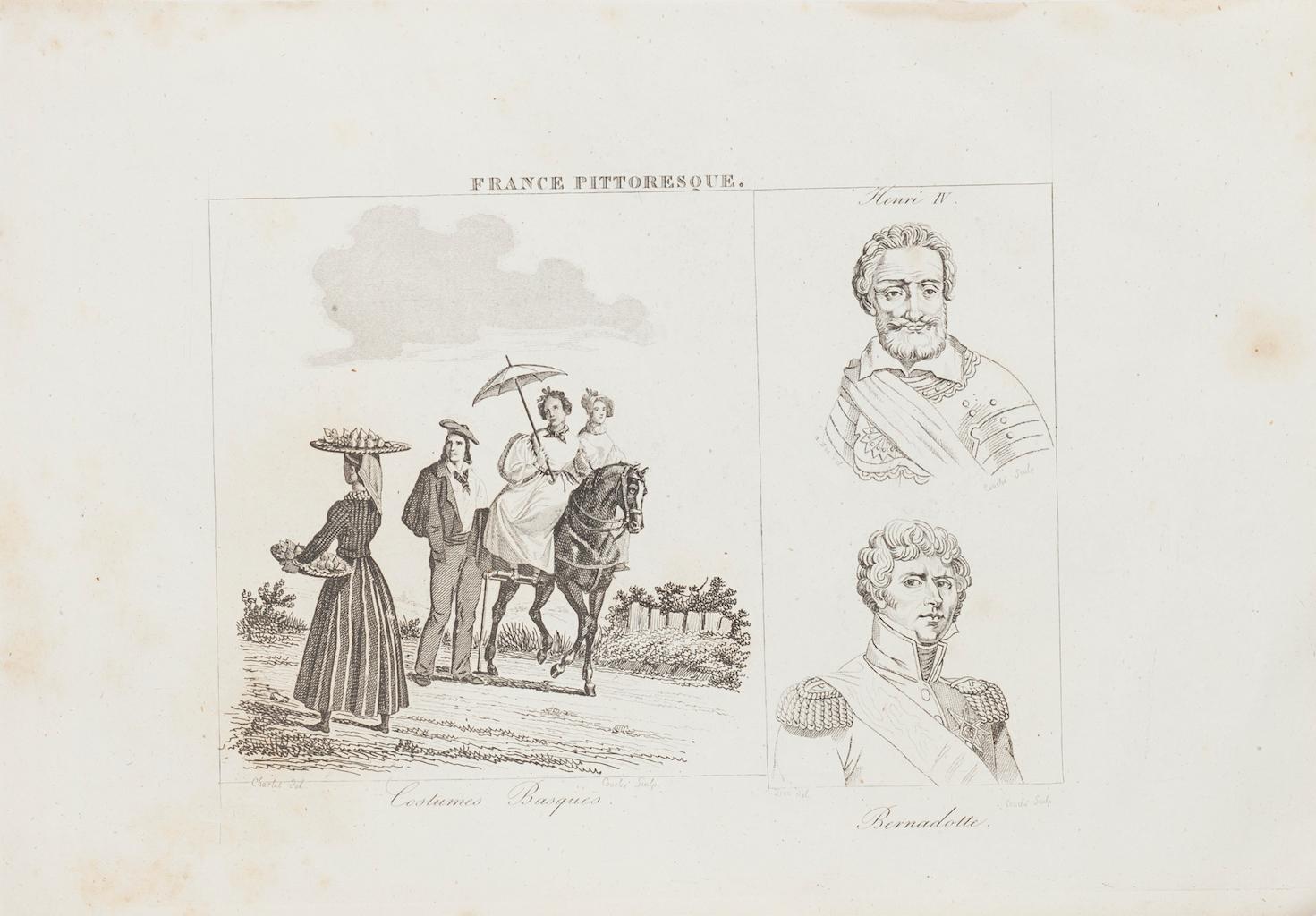 Unknown Figurative Print - Basques Costumes - Original Lithograph  - 19th Century