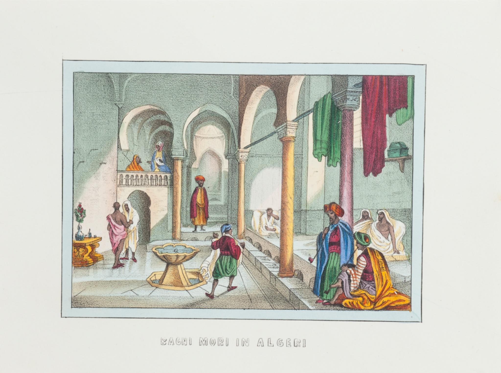 Unknown Figurative Print - Bath in Algeria - Original Lithograph - 1846