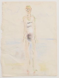 Bather - Original Pastel on Paper - Mid-20th Century