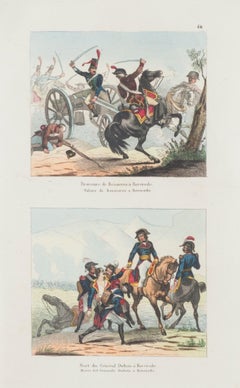 Lithographie de bataille - XIXe siècle