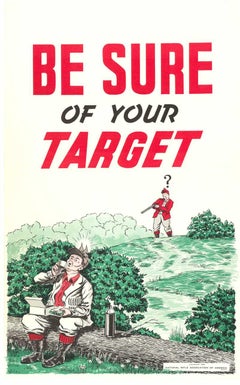 Be Sure of Your Target, 1946 N. R. A.. vintage hunting safety poster