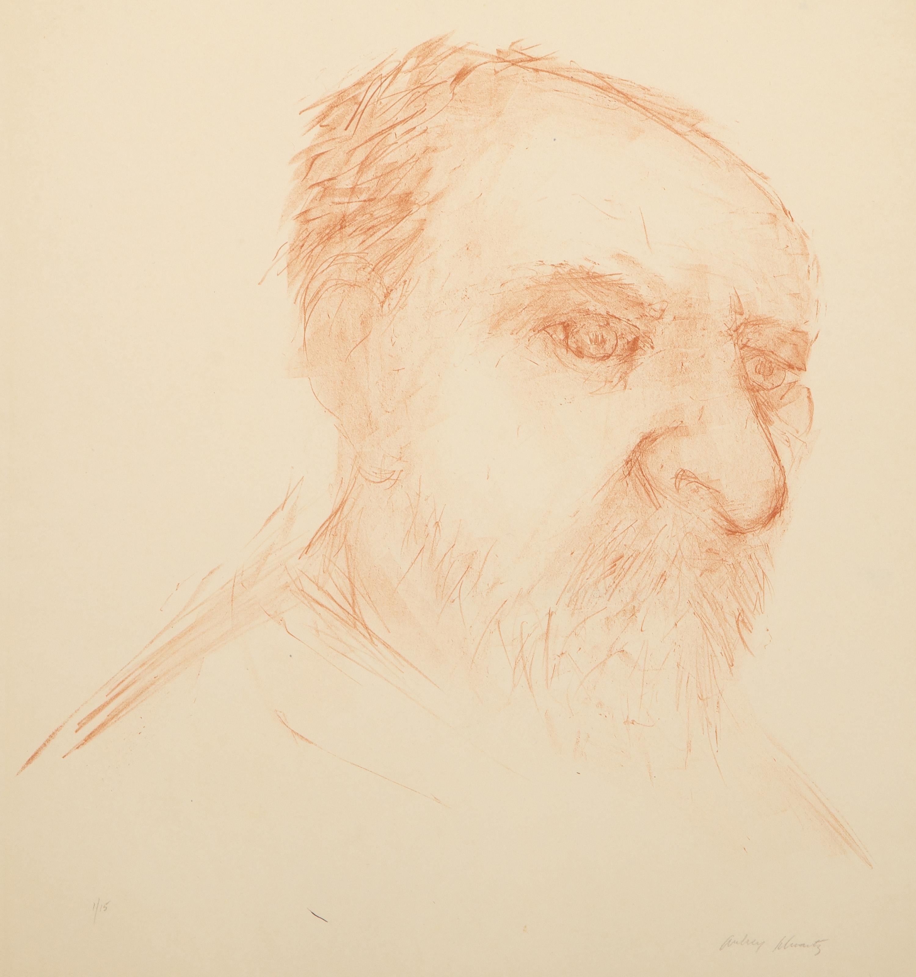 Bearded Man, Modern Lithograph by Aubrey Schwartz For Sale 3
