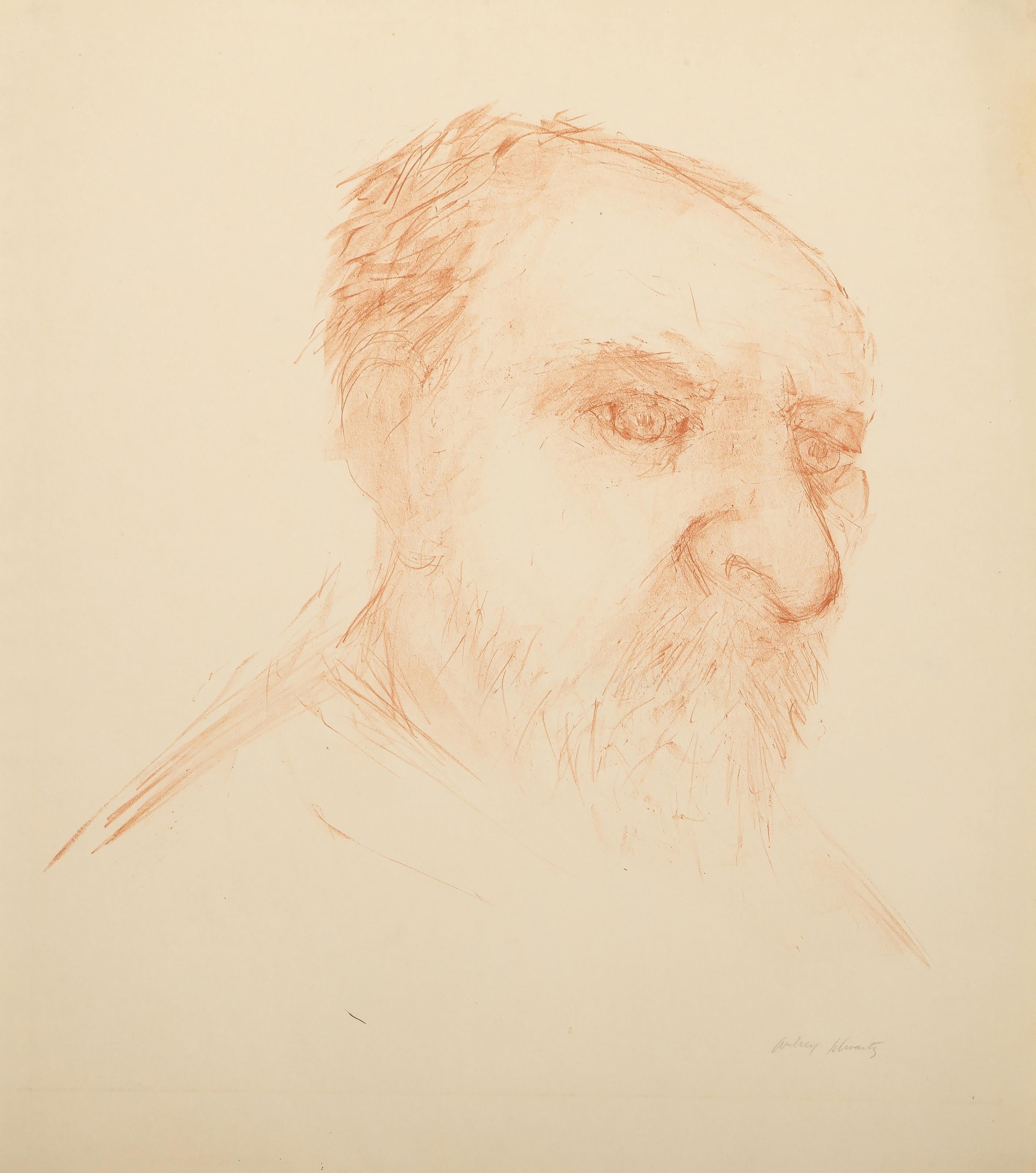  Aubrey Schwartz, American (1928 - 2019) -  Bearded Man, Year: circa 1965, Medium: Lithograph, signed and numbered in pencil, Edition: 15, Image Size: 13 x 12 inches, Size: 16.75 x 14.5 in. (42.55 x 36.83 cm) 
