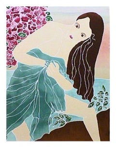 Vintage Beautiful Brunette, Nude Art Lithograph by Gina Lombardi Bratter