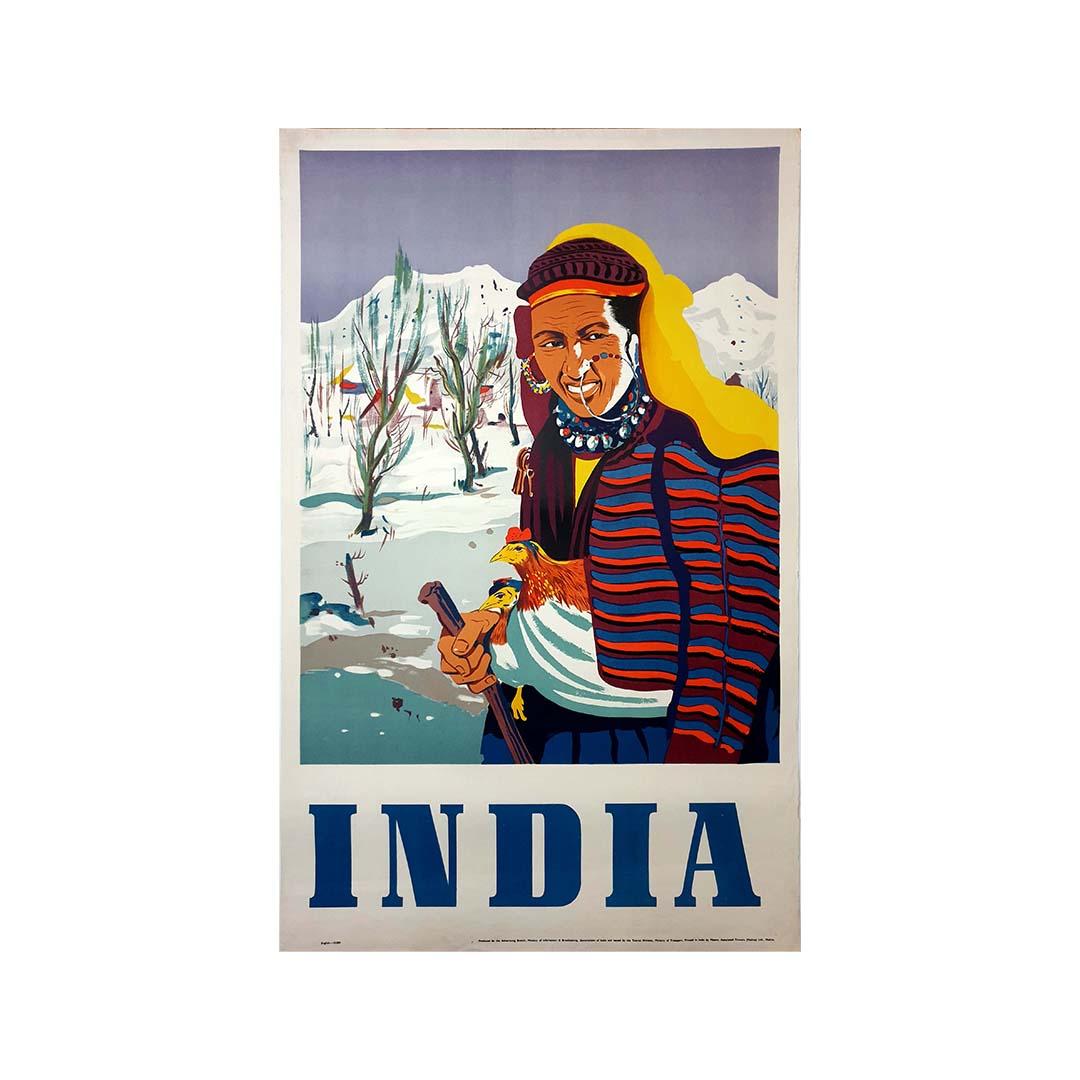 Schönes Plakat aus den 50er Jahren in Indien – Tourismus  - Ethnisch - Indien – Print von Unknown