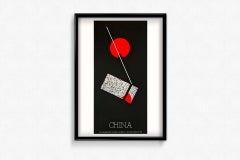 Beautiful silk-screened Asian design poster edited by Silvio Zamorani