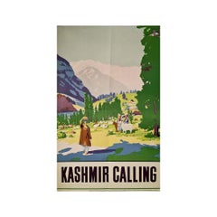 Retro Beautiful travel poster from the 1950s for the Kashmir region - India - TWA
