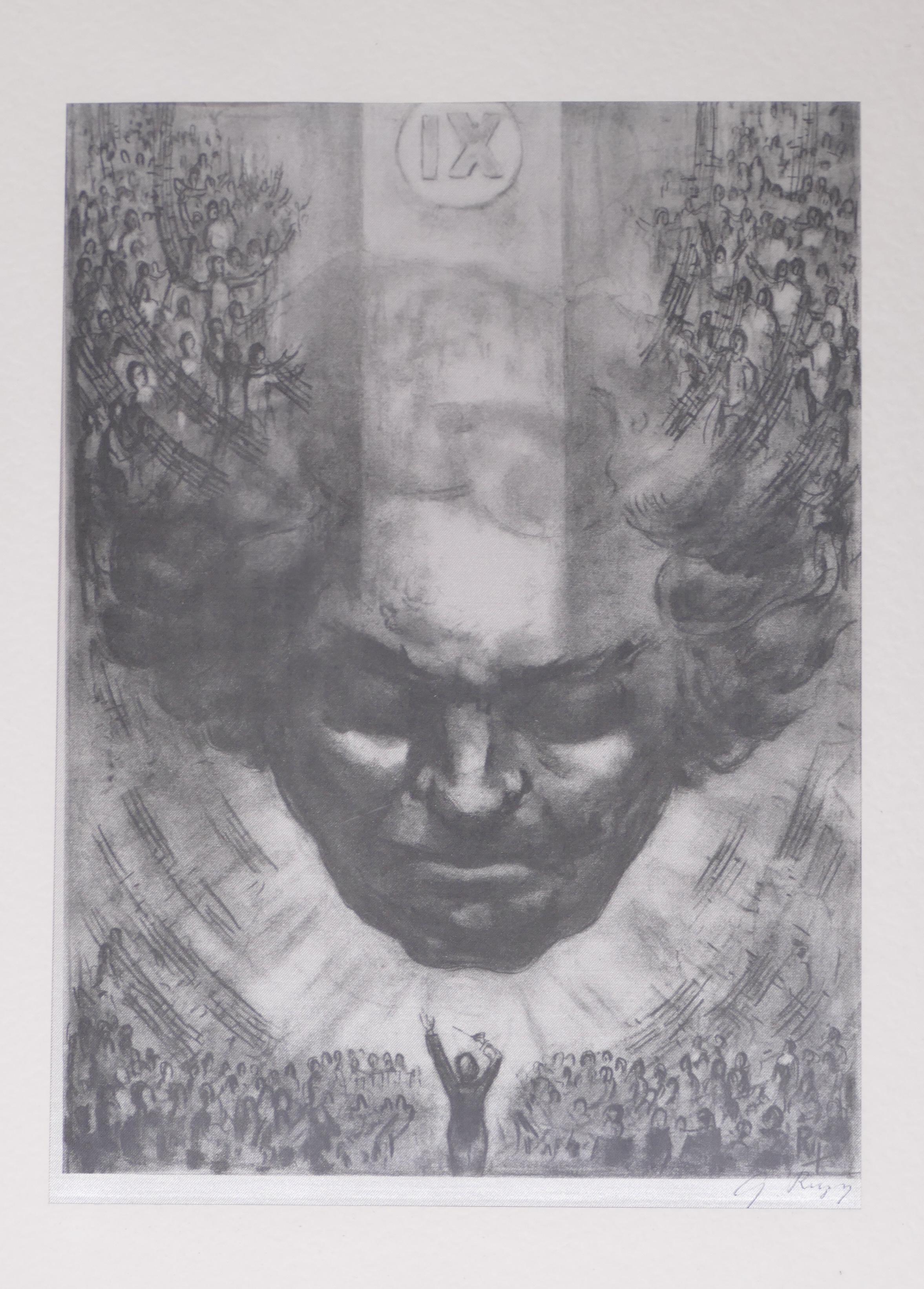 Unknown Portrait Print - Beethoven - IX Sinfonie - Original Etching by German Master 20th Century