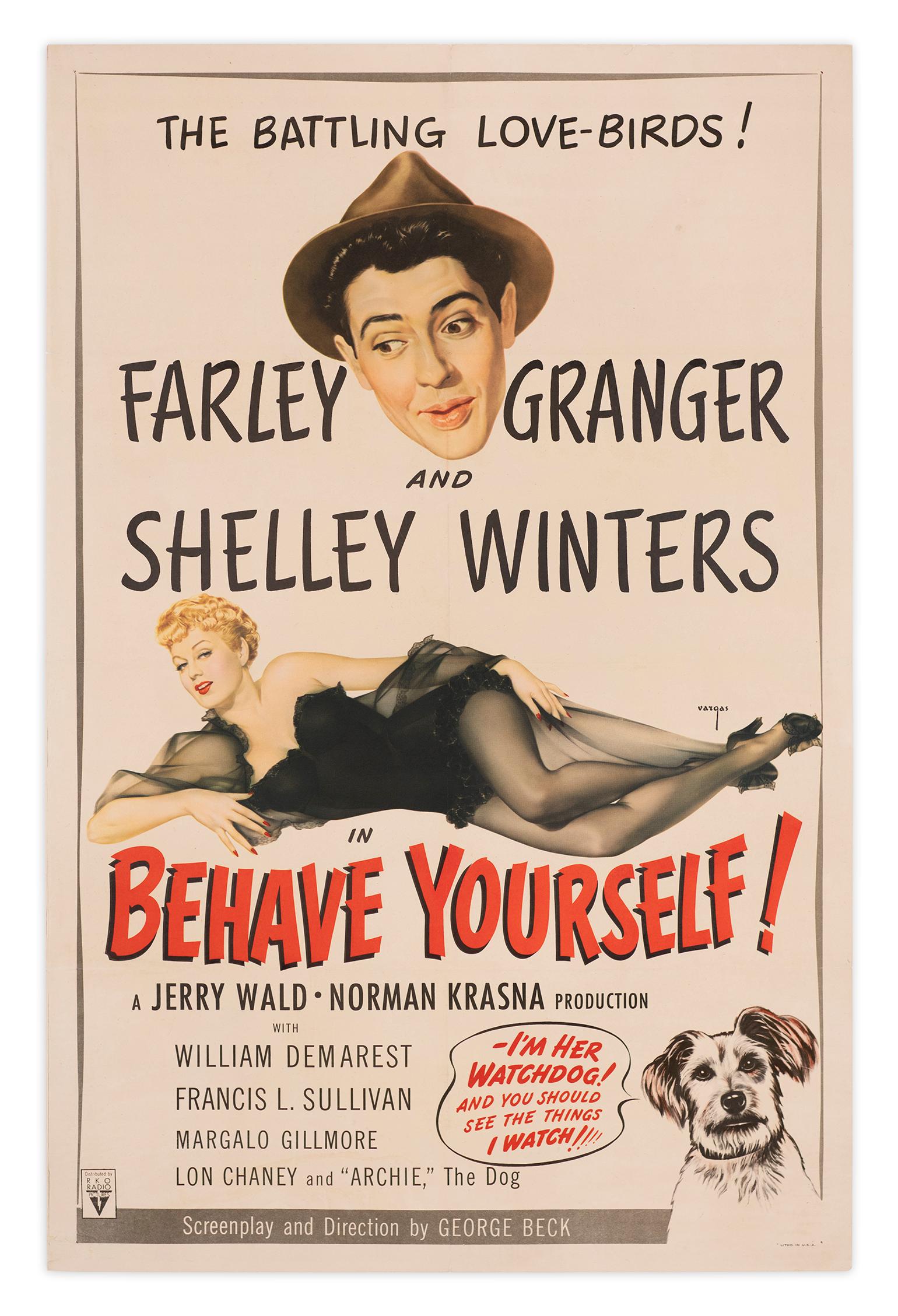 Behave Yourself! Alberto Vargas, Shelley Winters film pin-up poster, 1951 - Print by Unknown