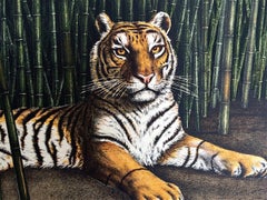 Bengal Tiger Portrait, Hand Drawn Lithograph, Wildlife Art, Big Cat