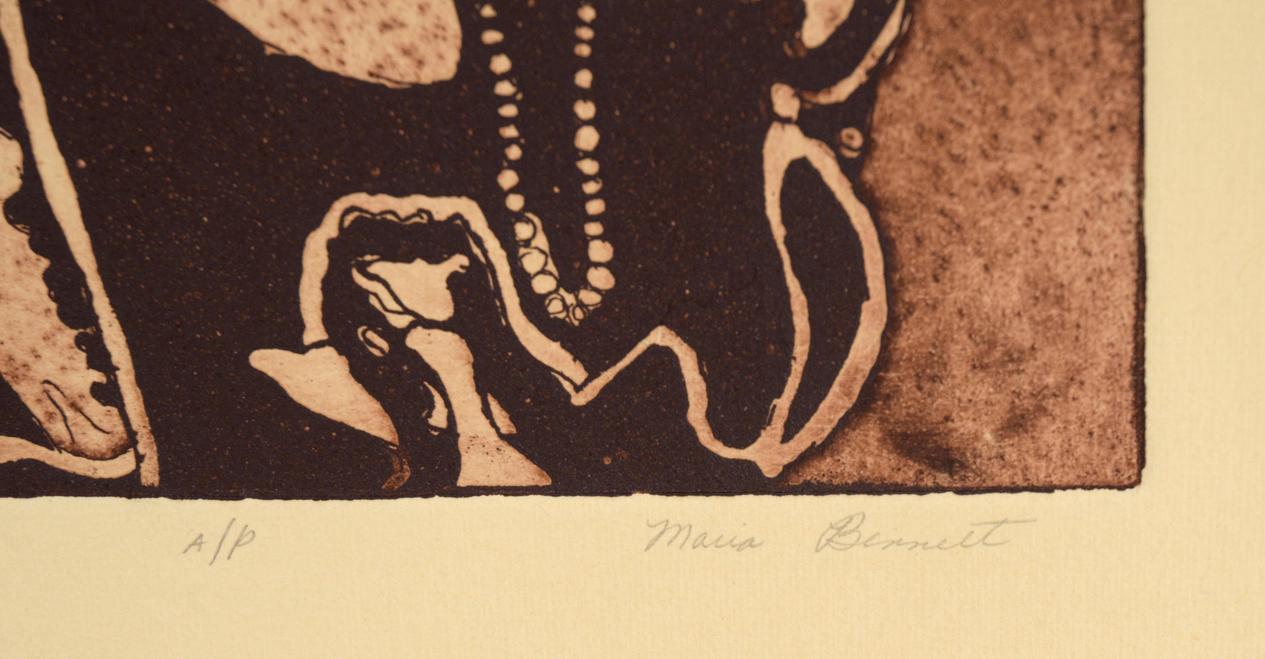„Bessie Smith“ – Musiker-Porträt-Radierung auf Papier (A/P) im Angebot 2