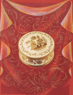 Vintage Bienaimé Parfums, Paris 1947 Lithograph Print on Embossed Paper