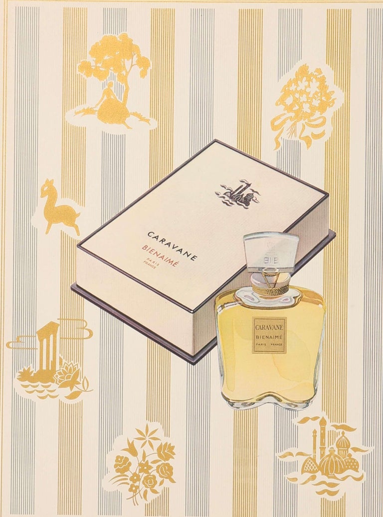 Unknown Bienaimé Parfums, Paris 1947 Lithograph Print on Embossed