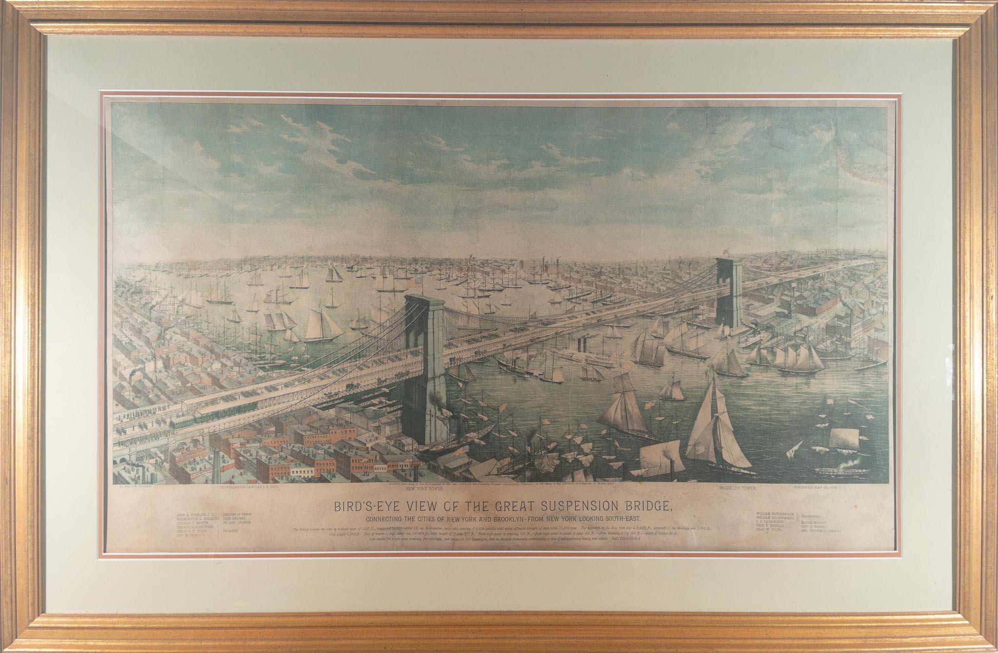 Bird's Eye View Of The Great Suspension Bridge - Print by Unknown