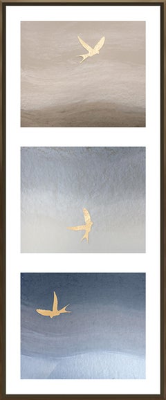 Birds of Flight, No. 3, gold leaf, framed