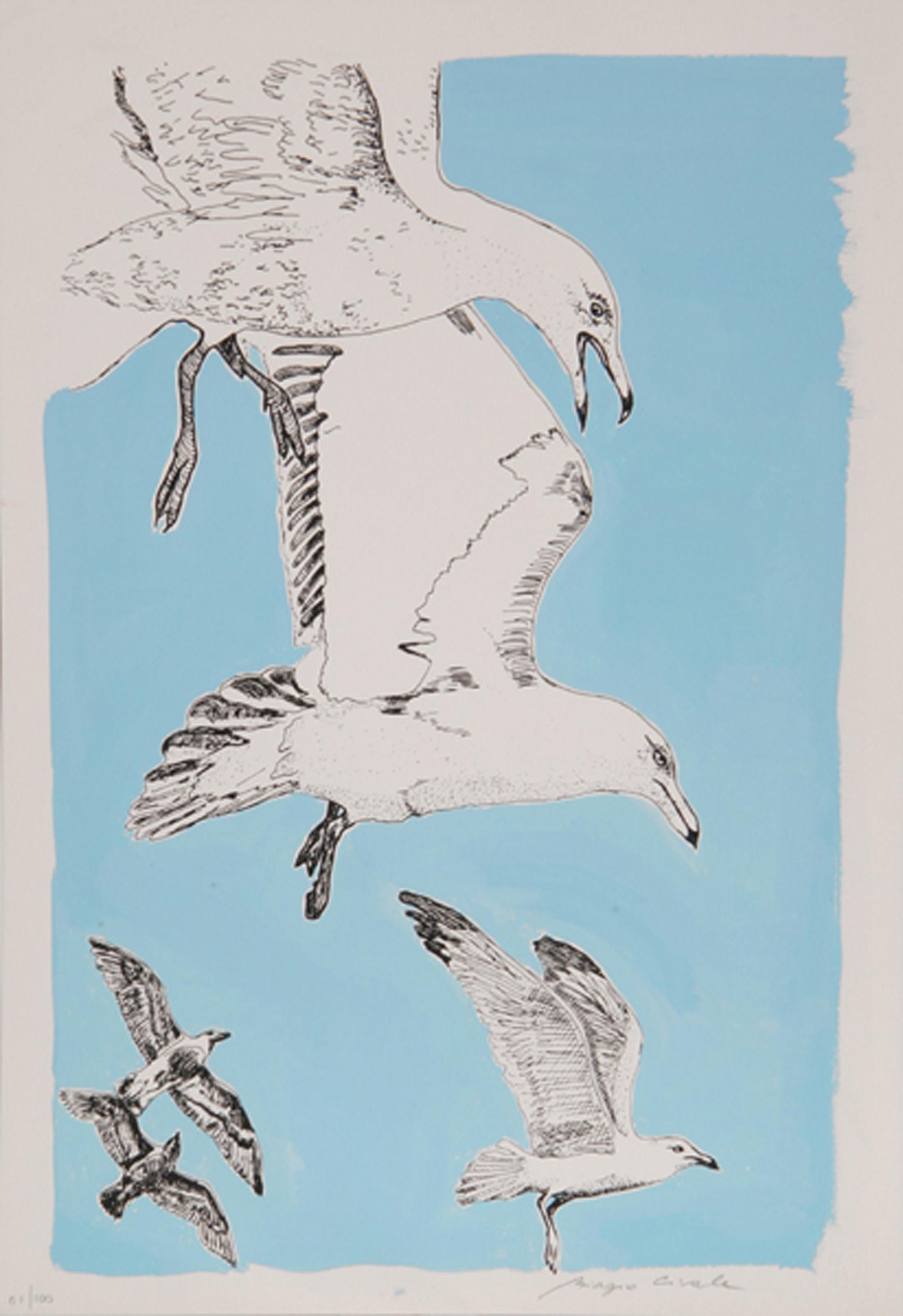 Birds (Retouche), Modern Screenprint by Biagio Civale - Print by Unknown