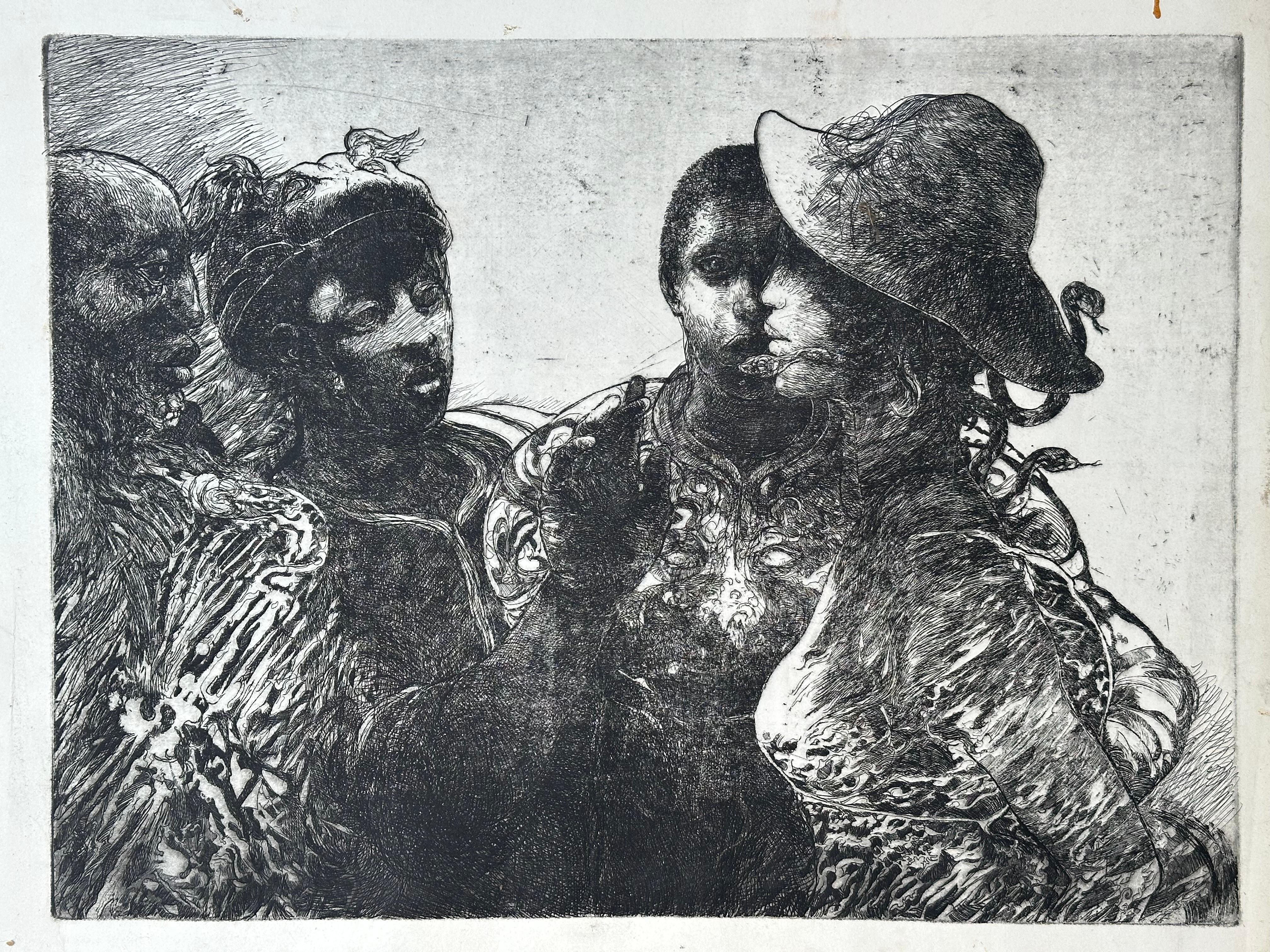 Figurative Print Unknown - Allégorie noire (figures mythologiques afro-américaines)