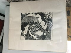 black and white abstract litho