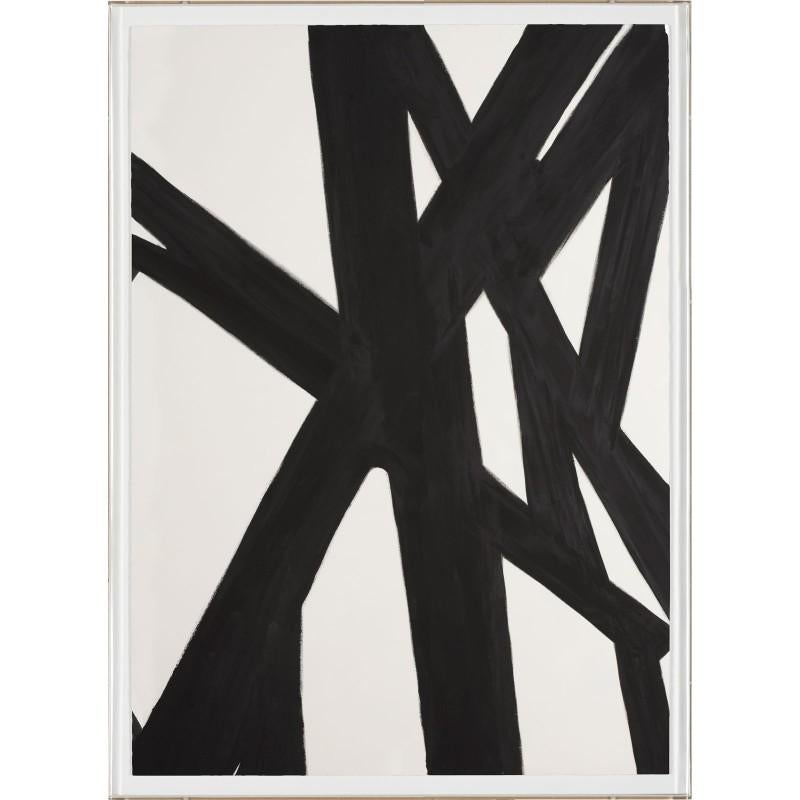 Unknown Abstract Print - Black and White Abstract Painting, No. 2, giclee print, framed
