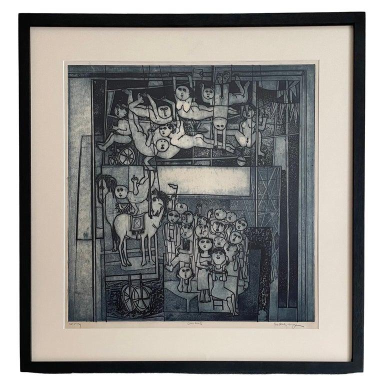 Unknown Figurative Print - Black and White "Circus" Etching 