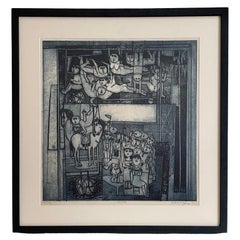 Black and White "Circus" Etching 