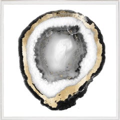 Black and White Geode, No. 1, gold leaf, acrylic box, framed