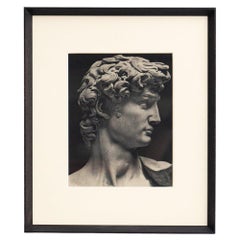 Imagen en blanco y negro del «David» de Miguel Ángel, 1940, fotograbado, enmarcada