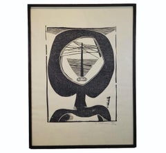 Black and White Tribal Abstract Figure Edition 35/100