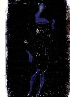 Blue Figure in Dark Night - Original Lithograph - 1970s