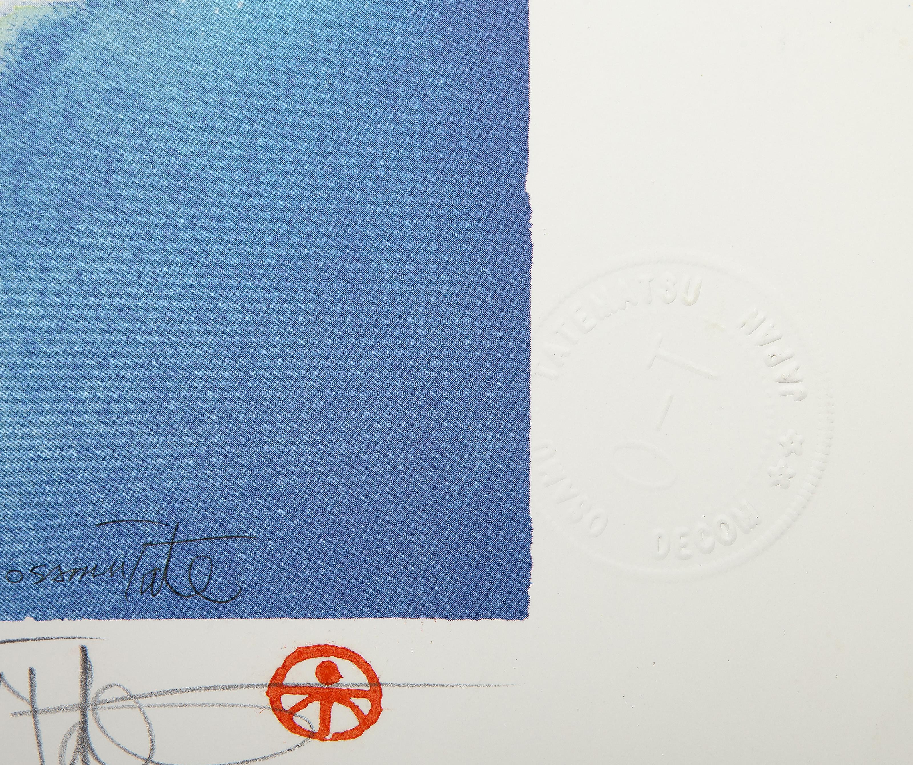 Fleurs bleues, lithographie Art nouveau d' Osamu Tatematsu en vente 3