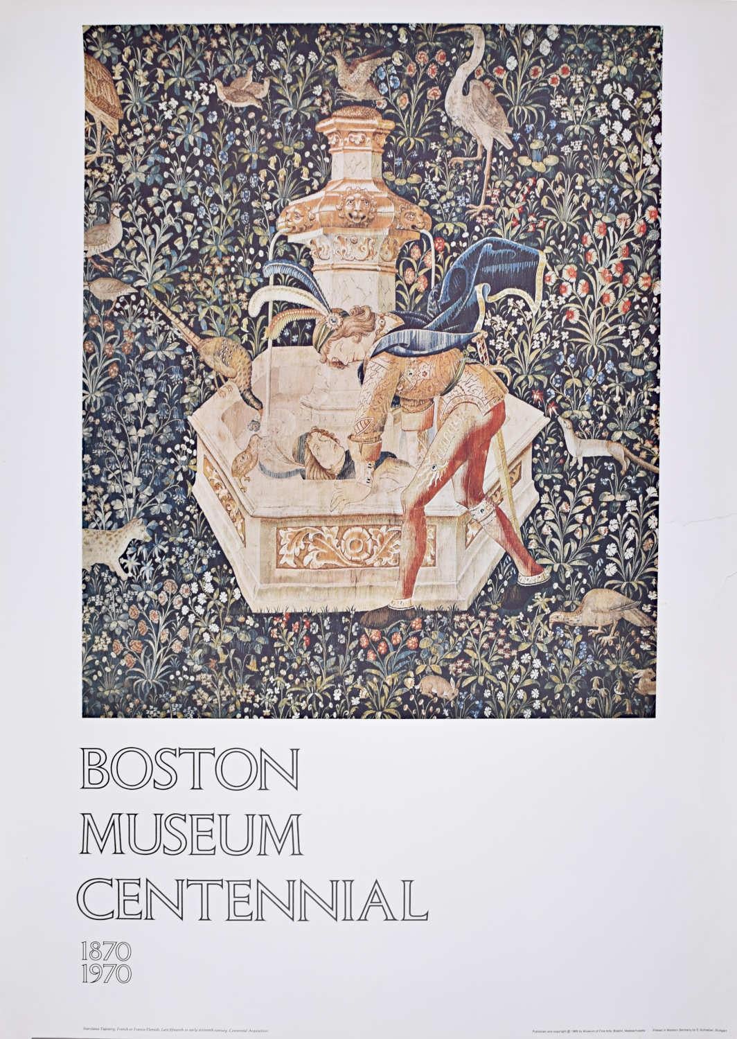 Print di Unknown - Poster del Centenario del Museo di Boston 1970 Arazzo di Narciso XV secolo francese