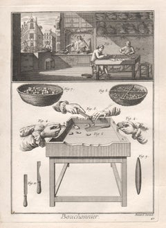 Bouchonnier (Cork Maker), Antique French wine-related engraving print, 1780