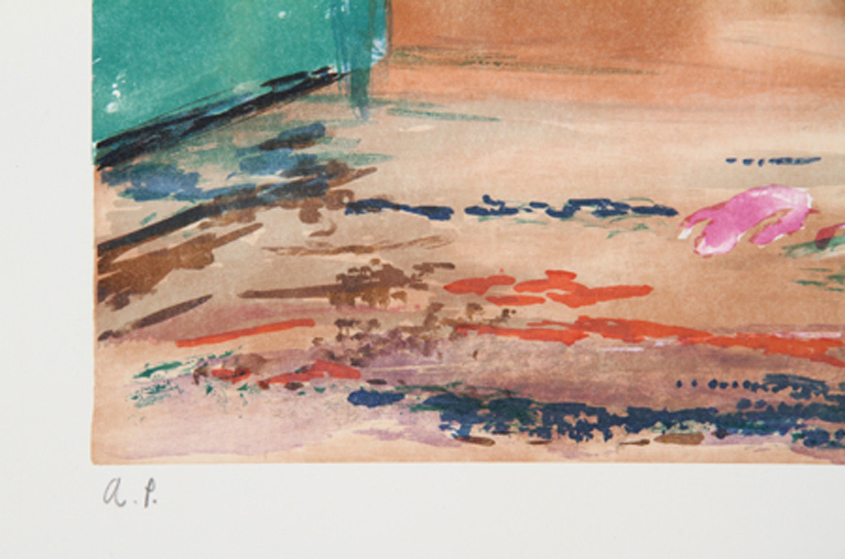Bouquet, Modern Lithograph by Lloyd Lozes Goff - Beige Still-Life Print by Unknown