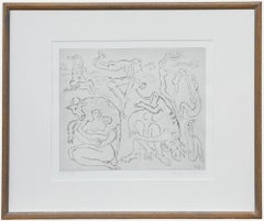 Brigitte Stamm (1927-2006) - Modernist 20th Century Etching, Bovine Balancing